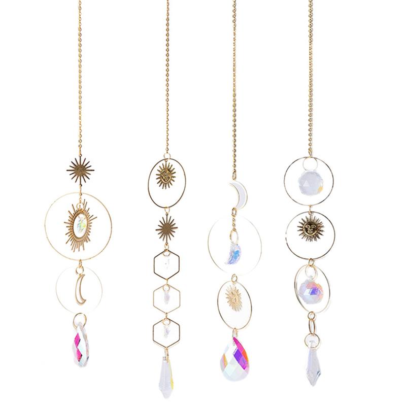 Good-Crystal Sun Catcher Star Moon Pendant Bedroom Window Decoration Crystal Pendant