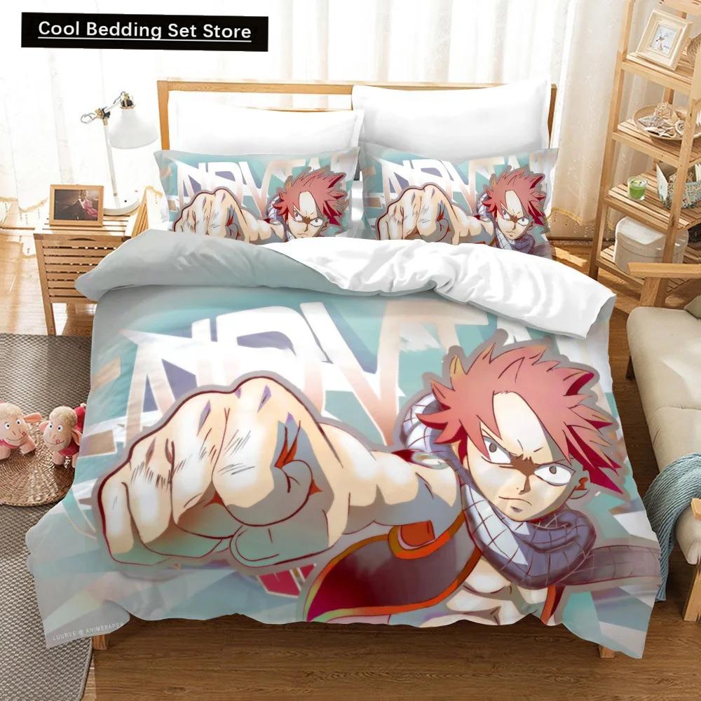 3D Print Anime Fairy Tail Logo Natsu Bedding Set Boys Girls Twin Queen Size Duvet Cover Pillowcase Bed Kids Adult Home Textiles