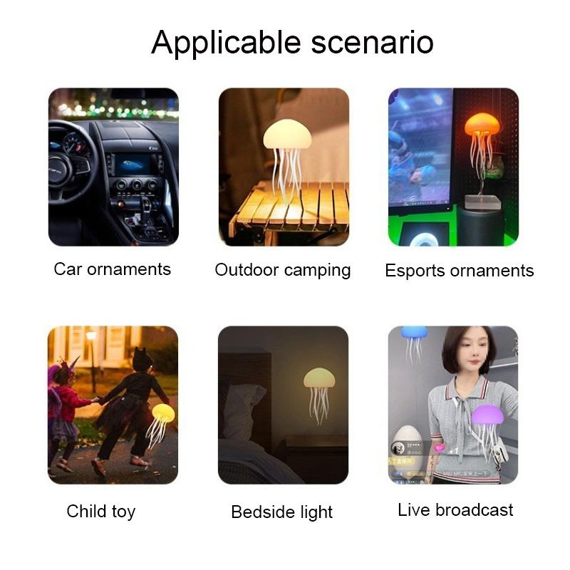 Intelligente sprachgesteuerte Quallenlampe, Umgebungslicht, Nachtlicht, agiler Touch-Fuß, schillernde Farbe, allmählich wechselnde Farbe