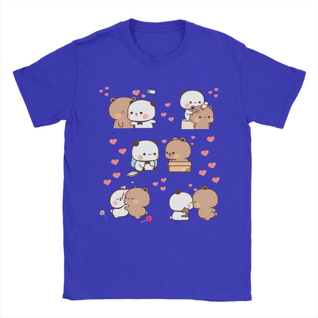 Unique Kawaii Bubu Dudu Couple Pandas TShirts Unisex Round Neck 100 Cotton T Shirt Short Sleeve Tee Shirt Unique Tops