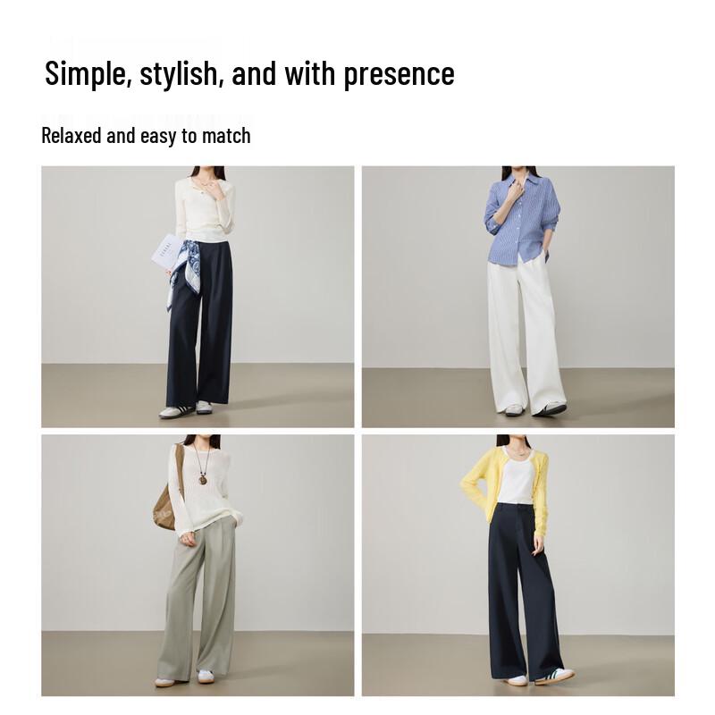 ESE-Y Women's High-Waist Lyocell Cotton Wide-Leg Pants