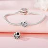Beads Copper Charms Original Hollowed-Out Heart Pink Zircon Beads Fit Bracelet Jewelry Diy Women Gift Accessory