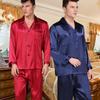 Pajamas for Men Sleepwear Cozy Soft Print Long Sleeve Nightgown Tops+ Trousers Two Pieces Mens Pajama Set