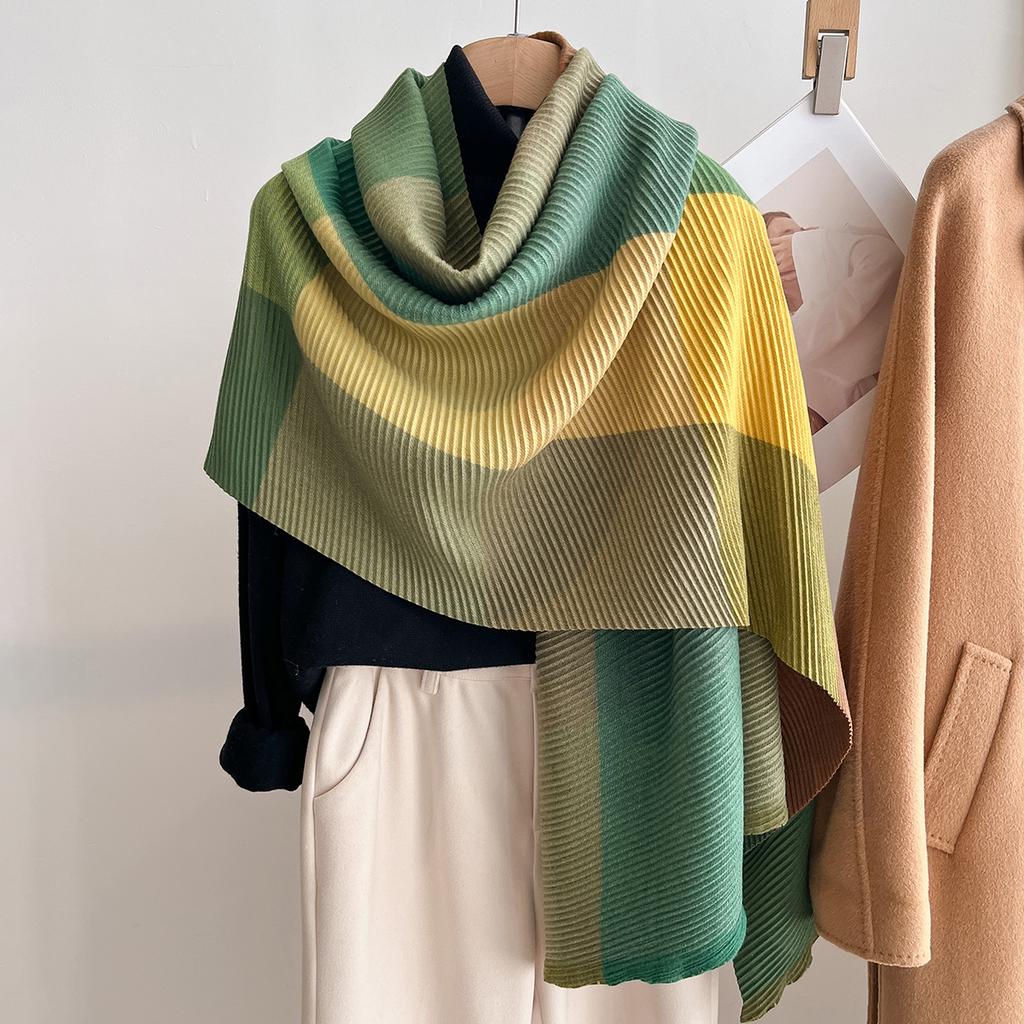 Women Winter Cashmere Scarf  Stripe Pashmina Luxury Brand Shawls and Wraps Bufanda Hijab Travel Stoles Echarpe Warm Blanket