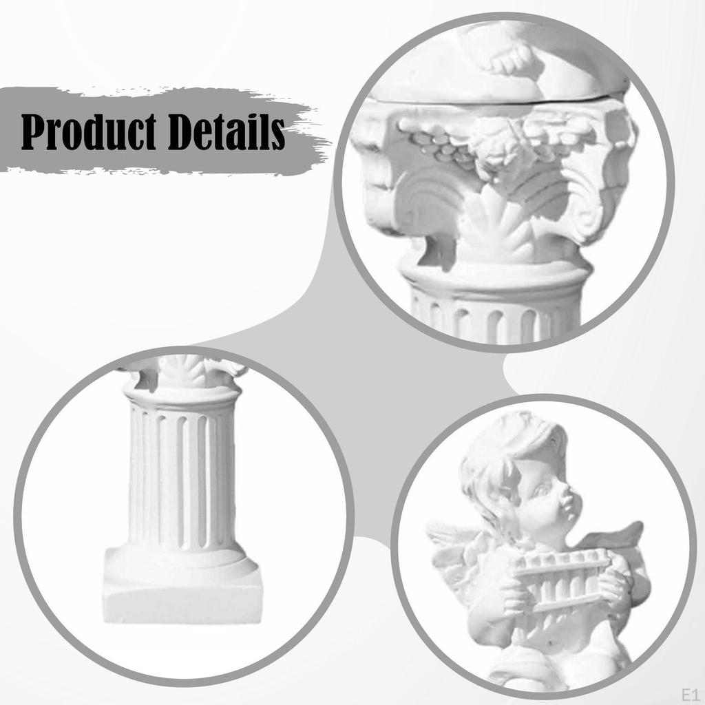 Cherub Statue Mini Greek Column Little Angel Figurine Artwork Small Roman Pillar for Room Bedroom