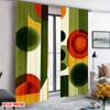 2 szt. Zasłony Retro z Wzorem Geometrycznego Okręgu i Pasków, Zaprojektowane do Blokowania Światła, Materiał Premium, Odpowiednie do Salonu,
