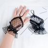 Mănuși Scurte din Dantelă pentru Femei Nuntă Mireasă Stil Lolita Mâneci de Mână din Plasă cu Fundă din Panglică Făcută Manual și Deget cu Cârlig Lipit