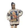 Korean Designer Heavy Duty Hooded Long Sleeve Sweater for Women - Autumn Knitwear Slimming Top with Print