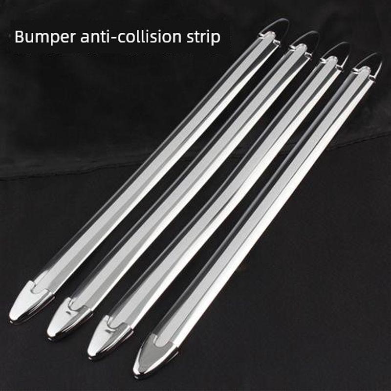 Car Bumper Protection Strip, Front and Rear Bumper Anti-Collision Decorative Electroplated Sticker, Front Bumper Protection Strip Sticker Electroplated Anti-Collision Set of 4 Pieces