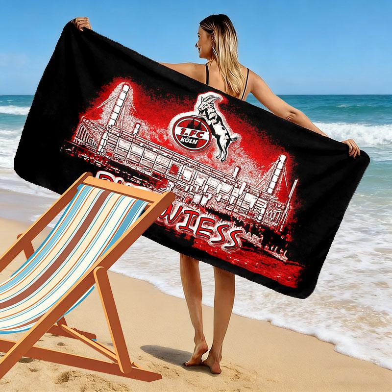 FC Köln Logo Aufdruck Strandtuch, Großes Weiches Schnelltrocknendes Handtuch für Strand Camping Schwimmen