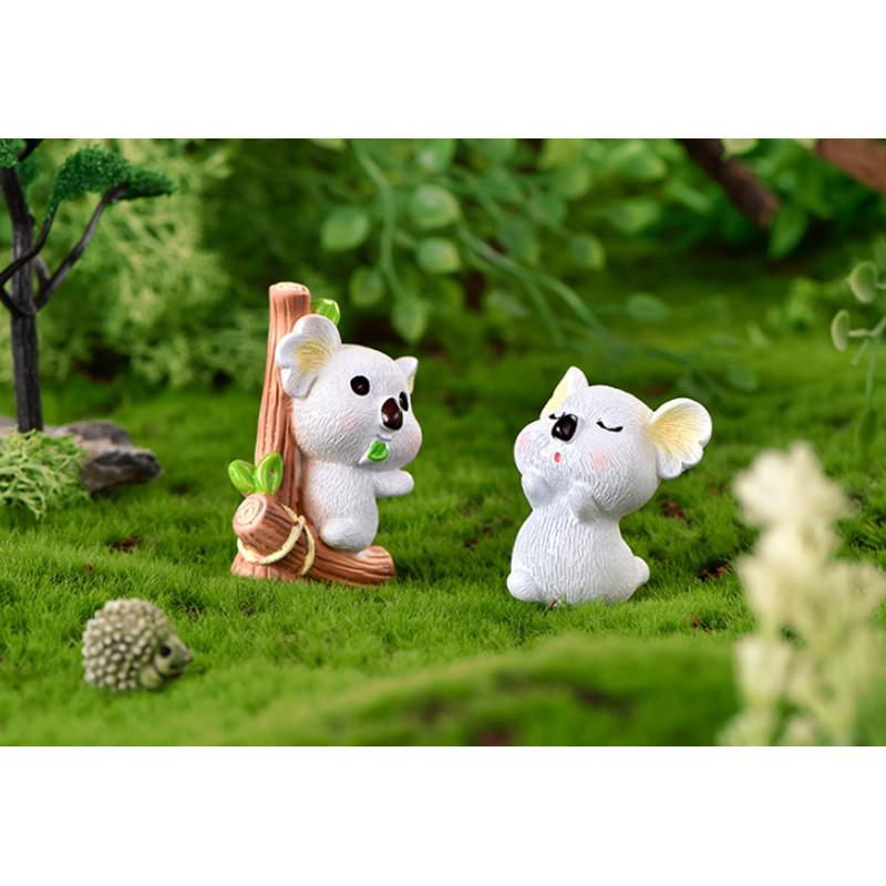 Cartoon Style Resin Koala Figurine Lovely Micro Landscape Diy Decor Crystal Ball Ornament