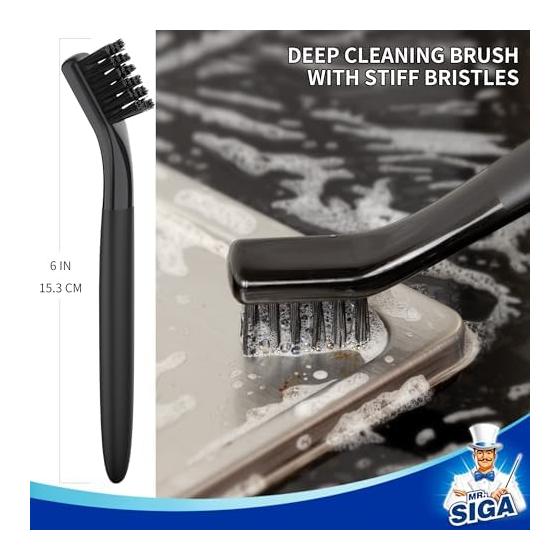 MR.SIGA crevice cleaner brush set, detail cleaning brush set, grout brush set for sinks, drains, tiles, edges, crevice brush 4 pieces