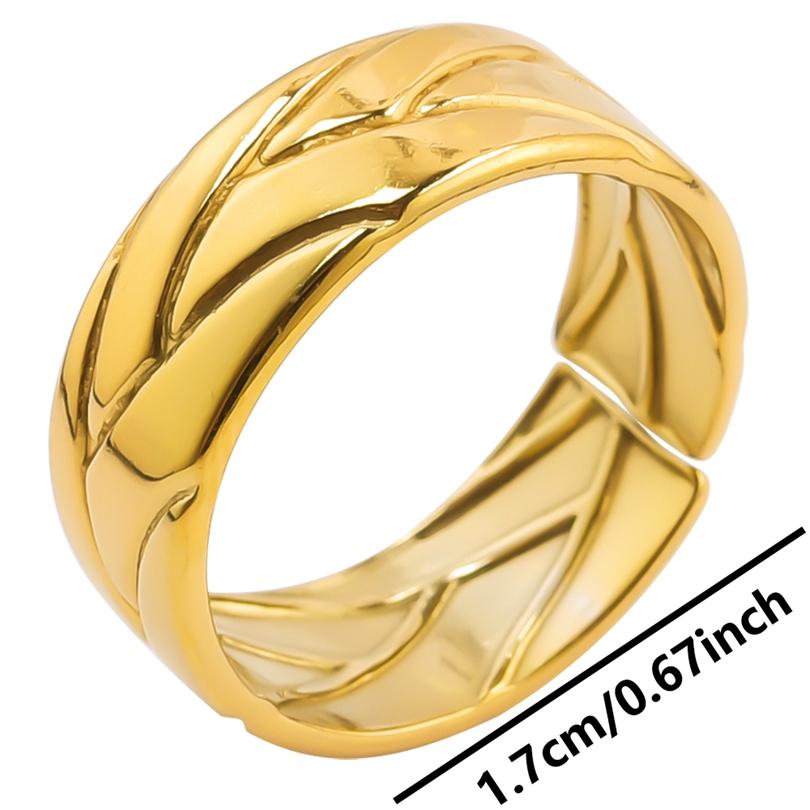 Bague 18k Gold Plated Open Adjustable Stainless Steel Rings For Women Men Accessories Cross Shell Plant Leaf Ring Finger Jewelry
