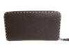 Authentic FENDI Selleria Dark Brown Beige Leather Zip Around Zip Wallet #b256  Seller Refurbished