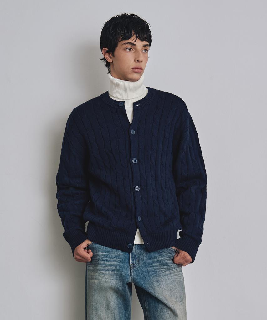 Costume O’Clock Soft Cable Round Cardigan Navy Cooscd021Navy