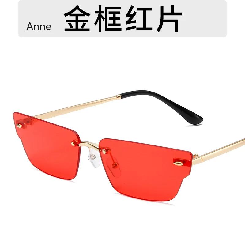Retro Irregular Small Rectangle Women Sunglasses Fashion Rimless Clear Ocean Gradient Lens Shades UV400 Men Sun Glasses gafas