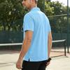 Men's Sporty Breathable Mesh Button-Up Pure Color Casual Shirt Summer Loose Fit Polyester Dry-Moisture Wicking Short Sleeve