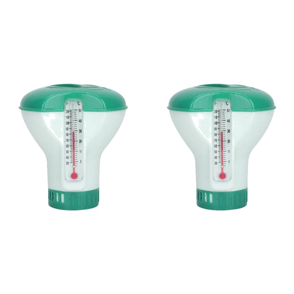 Floating Chlorine Dispenser Water Disinfection Purifier with Thermometer Adjustable Chemical Delivery Tablets Cleaner for Pool