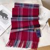 Ancola Cherry Raspberry Red Classic Checkered Wool Knitted Couple British Men's and Women's Scarves Checkered Scarves