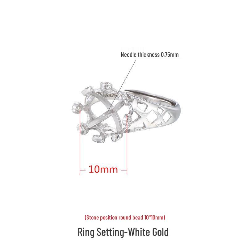 

Handmade Adjustable S925 Sterling Silver Ring Setting | Open Shank with Imitation Pearl Adjustable Open Shank