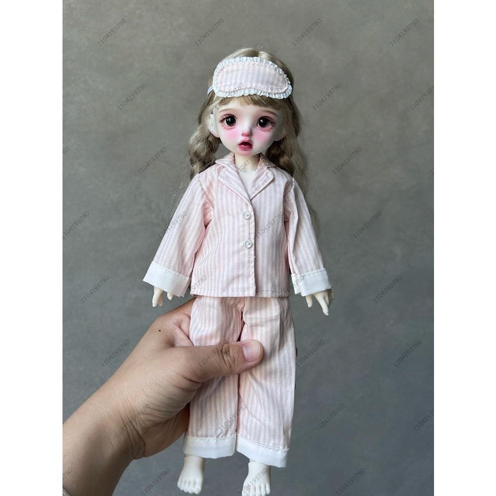 For Blythe Doll 30CM Body 1/6 Ob24 Azone Doll Clothes Stripe Pajamas Sleepwear Silk Printed Pattern Pajamas Suit Girl Clothes