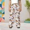 Girls White Halloween Cartoon Printed Wide Leg Long Pants