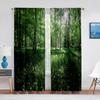 2panels Woodland Forest Foliage Sunbeams Nature View Curtains for Living Room Bedroom Kitchen Decor Sheer Curtains Window Drape