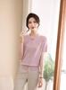 Mom's Summer Chinese Knitted T-shirt: Short Sleeve Ice Silk Top & Two-Piece Set for Middle-Aged Women