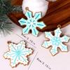 Winter Blue Snowflake Ornaments with Ropes Christmas Silicone Pendants Hanging Tree Decor for Home Party
