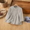 Women Casual Round Neck 3/4 Sleeve Loose Blouse