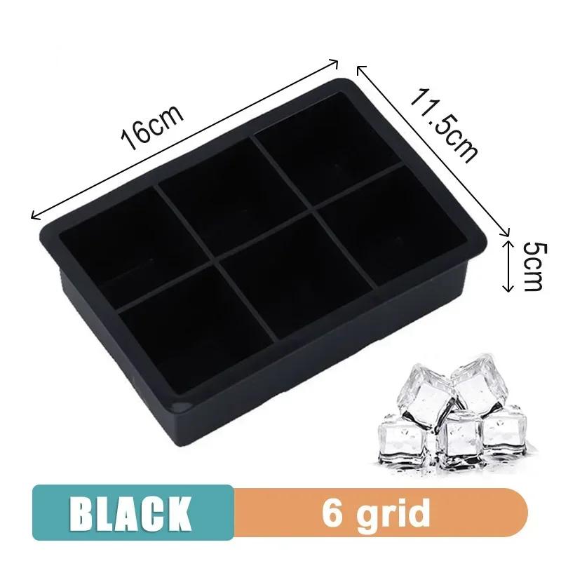 4/6/8 Grid Ice Tray Mould Food Grade Silicone Large Ice Cube Square Tray Mold for Home Fridge Ice Maker Suitable for Beer Whisky