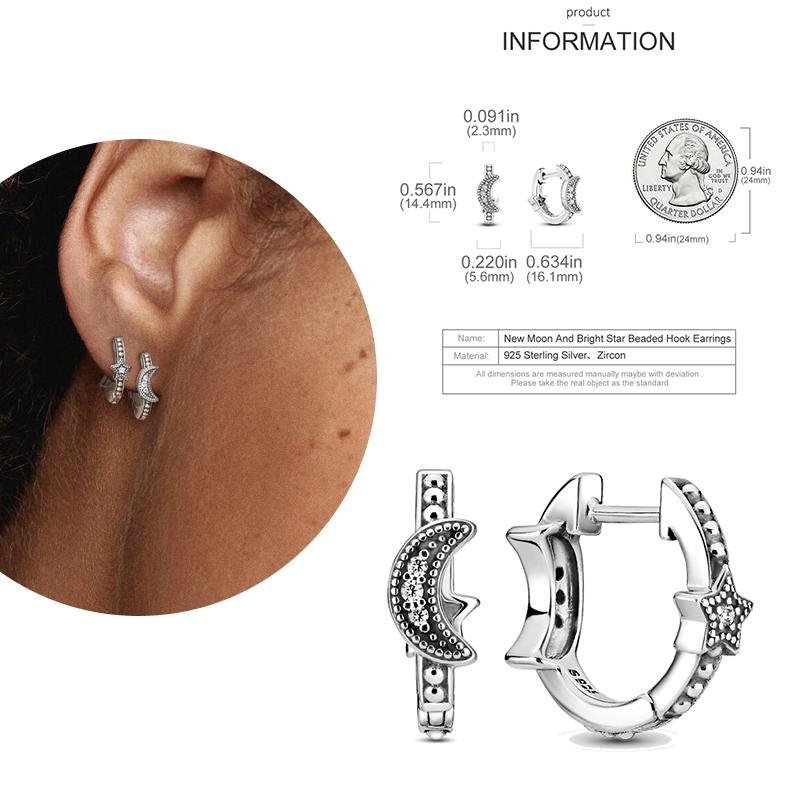 NEW Round Original CZ Hoop Earrings Heart U Shape Moon Star Unicorn Earring for Women Party Engagement Jewelry Gift