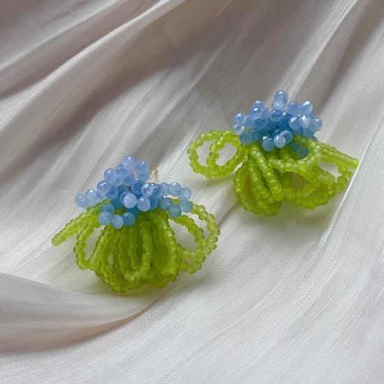 Handmade Beaded Earrings Boho Beaded Flower Earrings Floral Drop Earring Women's Summer Beach Jewelry