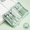 Stainless Steel Manicure Set with Nail Clippers, File, and Tools In Zipper Bag.