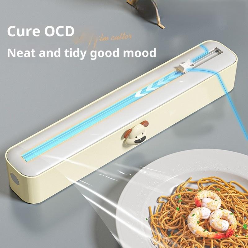 Dvojbřitý řezák na potravinovou fólii magnetický typ nastavitelný řezák na pečicí papír a hliníkovou fólii úložný box