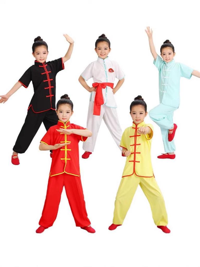 Youth Martial Arts Performance Costumes: Short Sleeve Tai Chi & Kung Fu Wear for Children