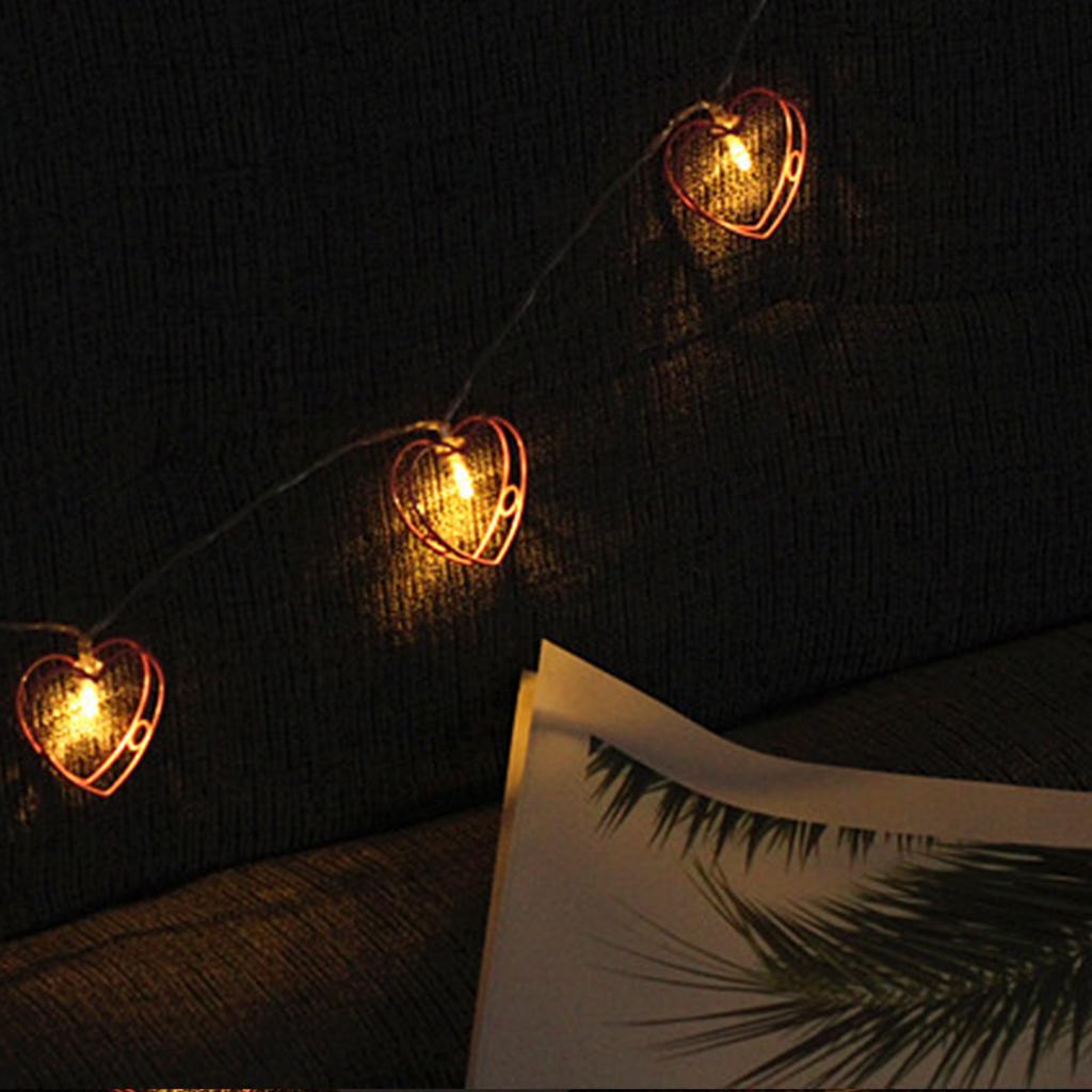 10 LEDs Heart Shape String Light 1.65m 5.41ft Battery Operated Fairy Lights Warm White String Lights for Bedroom Party