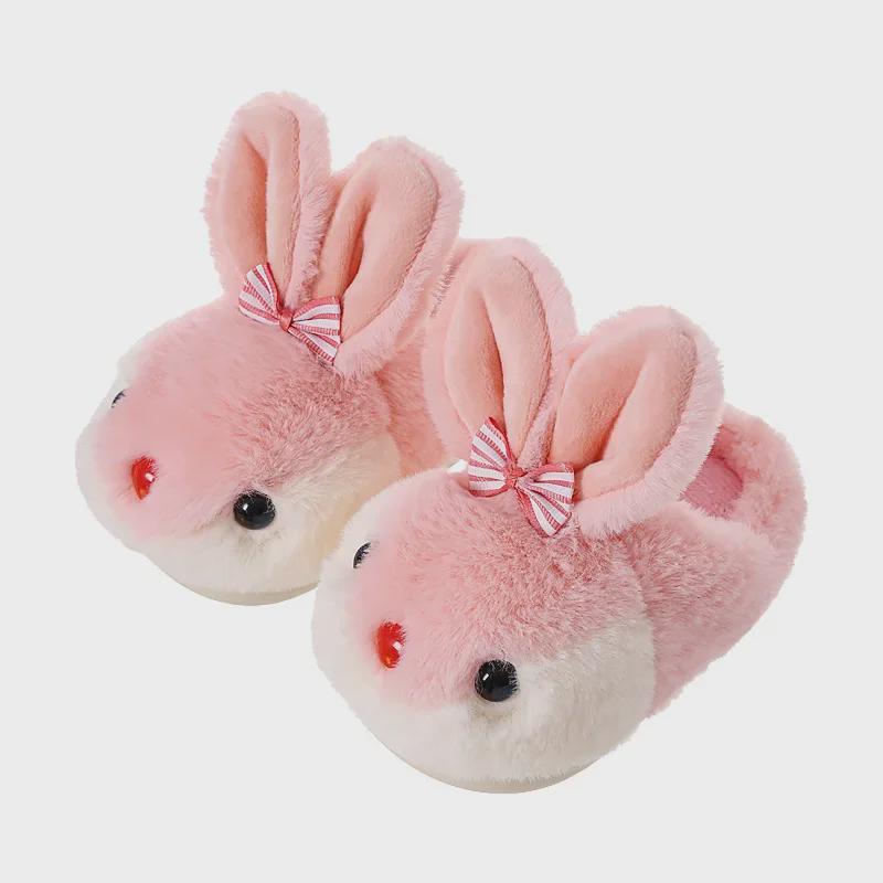Kinder Winter Baumwollpantoffeln mit niedlichem Hasendesign – Warme, rutschfeste Hausschuhe für Jungen und Mädchen