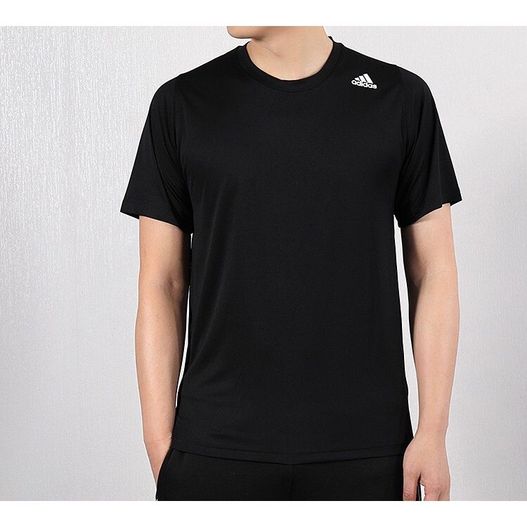 Adidas Round Neck Training Casual Short Sleeve T-Shirt Men Tops Black DW9825