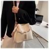 Elegant Bucket Bag with Adjustable Strap, Golden-Tone Zipper Closure & Decorative Chain Strap, Minimalist Style for Women, Versatile Bag