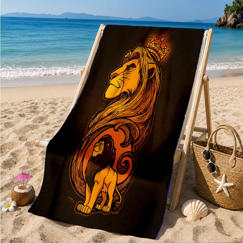 Lion king Artwork Printed Microfiber Beach Towel, Soft And Absorbent, Quick-Dry, Ideal for Summer Travel, Beach Essential, Swimming Pool