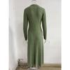 Fall Winter Solid Color Crew Neck Brushed Ribbed Maxi Dress Elegant Fashion Long Dress for Women European American