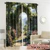 2pcs, 2D FLAT PRINTING Curtains (Without Rod) Garden Gateway(1) Chic Contemporary Curtains Versatile 100% Polyester Curtains