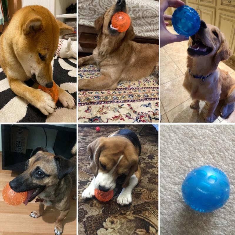 Colorful Bouncy Pets  Ball  Toys Bite-resistant Sounding Elastic Ball Molar Cleaning Teeth For Large