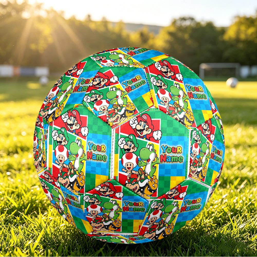 Custom Name Text Size 5 Football,Super Mario Standard Training Soccer Ball