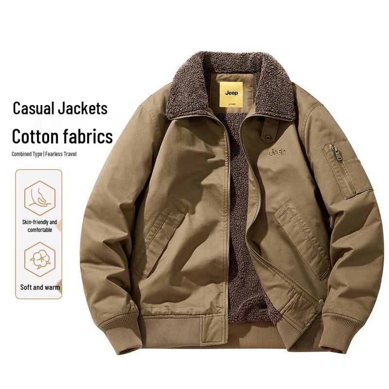 JEEP Men s Plush Lined Thickened Casual Jacket 4XL
