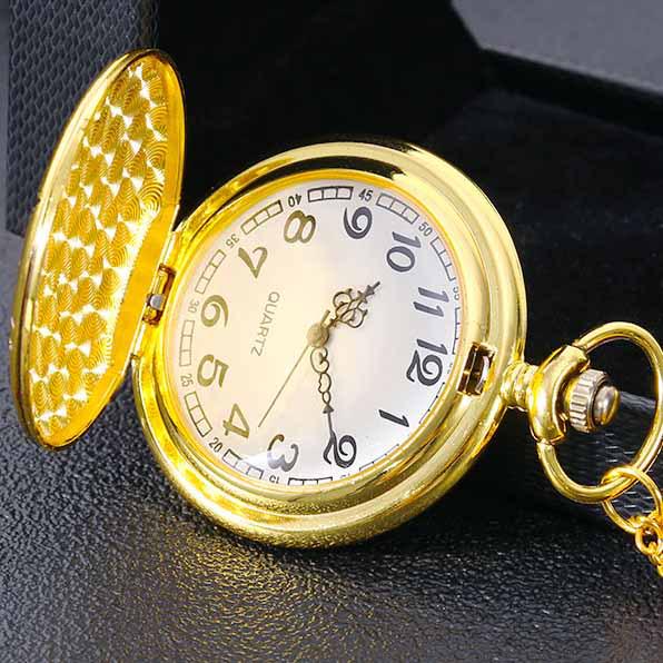 Gold-tone Vintage Pocket Watch & Necklace with "TO MY SON" Engraving - Ideal Father's Day Gift