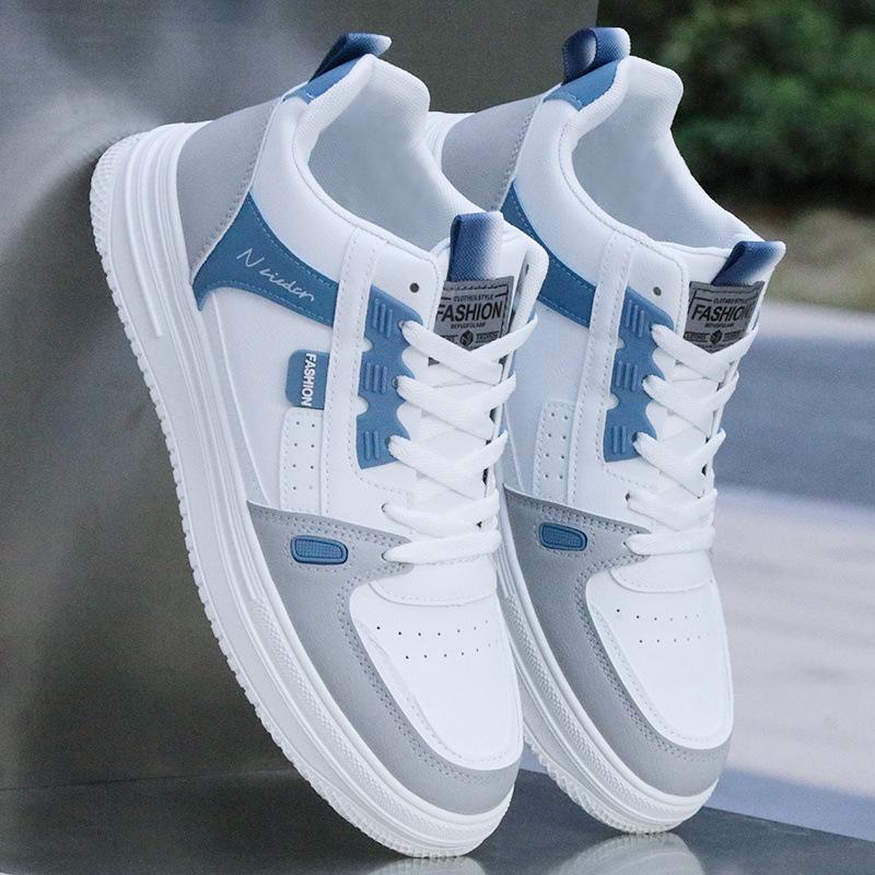 Shoes Men's Spring New White Leather High-top Shoes Casual Board Shoes Platform Men's Sports Shoes