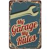 Vintage Metal Tin Signs  My Garage My Rules  Retro Wall Decor Plaque for Game Room Cafe Garage Club Bar Pubs  Iron Painting Deco