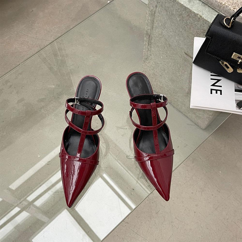 

мода Острый Носок Женские Сандалии Летняя Обувь для Платья 2024 Новые Поступления Сексуальные Туфли-Лодочки Черный Белый Красный Модные Вечерние Туфли Размер 35-36 Шлепанцы 5.5 чёрный